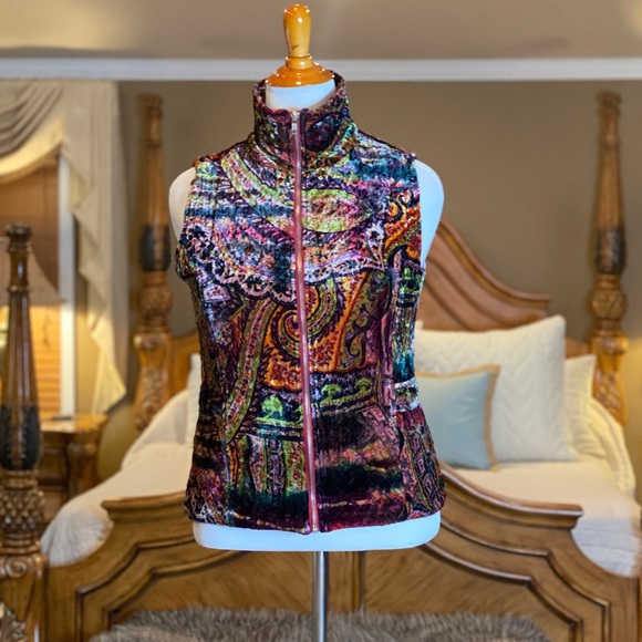 Chico's Jackets & Blazers - Chico's Silk Blend Velour Quilted Vest Sz Medium